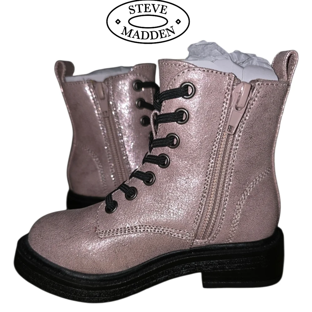 STEVE MADDEN Patches Combat Boot Patches Pink New Girls Size 8
